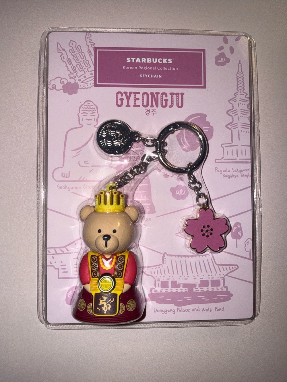 Starbucks Korean Collection Gyeongju Bear Keychain - Pink/Gold
